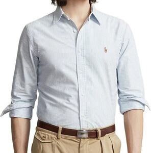 Ralph Lauren Oxford Shirt XXL Blue Striped Button Down Flesh Pony Classic Preppy